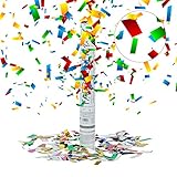 Relaxdays 10 x Party Popper 40 cm im Konfettikanonen Set, Konfetti Bombe für Hochzeit und Geburtstag, Konfetti Shooter 6-8 m Effekthöhe, bunt metallic