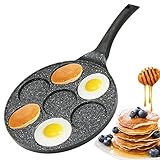 Amalindo Pancake Pfanne Ø26cm Spiegeleipfanne für 7 Eier, Pancakepfanne Antihaft-Beschichtung, Pfannkuchenpfanne Induktion, Eierpfanne, Augenpfanne für Pancakes, Spiegelei, Pfannkuchen