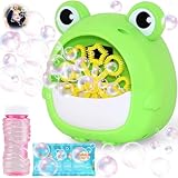 Chennyfun Frosch Automatische Seifenblasenmaschine, Tragbares Blasenmaschine Kleinkind mit Seifenblasenlösung, Frog Seifenblasenspielzeug 2000+ Blasen/Min für Kinder Outdoor Garten Geburtstag Party