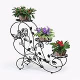 HLC 3 Töpf Metall Blumenständer Blumentreppe Pflanzer,stufenförmig Schwarz