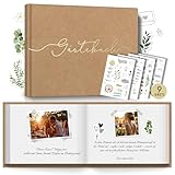 BIROYAL Gästebuch Hochzeit & 241 Hochzeiten Sticker, 104 Seiten Kraftpapier Hochzeit Gästebuch Blanko, 24x18cm Rustikal Hochzeitsgästebuch mit Goldenem Titel, Hochzeitsalbum für Hochzeit, Geburtstage