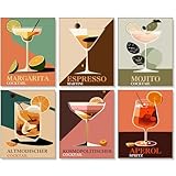 lxmydm Malen nach Zahlen Cocktailgläser DIY handbemalt 6-teiliges Set Polypropylenfarbe mit 6 Pinseln perfekt für jedermann als Geschenk (20 x 30