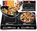 KESSER® Induktionskochplatte Induktionskochfeld 2 Platten 3500W Tragbares 57cm Kochplatte + 3x Mikrofasertuch + 1x Rezeptbuch, 8 Heizstufen, 4-Stunden-Timer, Touch-Steuerung, Booster-Funktion 220-240V