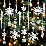 Weihnachtsbaumschmuck- Acryl Eiszapfen Schneeflocke Eistropfen Anhänger-16 Stück Weihnachtsbaumschmuck Schneeflocken- Weihnachtsbaum Schmukdeko- Weihnachtsbaum Kristall Dekorationen