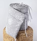 LOOLAY PUSTELBLUME Grau 100% Baumwolle Bettschutzgitter 420, 360, 210, 180 x 30 cm Bett Schutz Bettgitter Bettsprossen (420 x 30 cm)