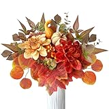 ROLLWAY 47 Stück Künstliche Zweige & Kunstblumen Herbst Blumen Herbstblätter, Herbstblumen Künstlich Blätter Dekozweige, Kunst Blumen Kunstblumenstrauss Kürbis Ahorn für DIY Herbststrauß Blumenstrauß