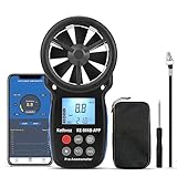 Digital Anemometer Bluetooth Vane Windmesser, Kethvoz Mini Wind Speed Meter Thermometer to Measure Max/Average/Current Air Flow for Drone Kite Flying KE-866B-APP