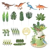 Jostift 25 Stück Kuchendeko Dinosaurier Set,Dinosaurier Deko Torte Cake Topper,Dino Tortendeko,Dino Geburtstag Deko,Dschungel Tortendeko Junge Dinosaurier Party Kuchen Dekoration für Kinder