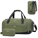 Sporttasche Rucksack Herren Reisetasche mit Schuhfach & Nassfach und Kulturbeutel Weekender-Tasche Damen Trainingstasche mit Trolley-Ärmel, Armeegrün