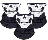 ZKSMNB 3 Stück Nahtlos Schädel Gesicht Schlauch Maske Motorrad Gesichtsmaske für Motorrad, Fahrrad, Wandern, Ski, Halloween (Weiß und Schwarz)