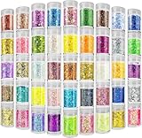 Festival Glitzer Gesicht für Festliche Verkleidungen, 45 Farb-Set Body Glitter für Nagelkunst und Körper, Haare, Kleidungsdekoration, Feminine Make Up Pailletten und Zubehör, 45 Farben