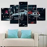 runtooer Bilder Modern BMW M4 Super Sport Auto 5 TLG. Leinwandbilder Bild auf Leinwand Vlies Wandbild Kunstdruck Wanddeko Wand Wohnzimmer Wanddekoration Deko