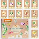 BIO Historisches Gemüse Samen Set - 12 Sorten Demeter Gemüse Saatgut | Seltene u. alte Gemüsesamen allesamt samenfest | alte Gemüsesorten für Balkon, Hochbeet, Garten & als Geschenk | Loveplants