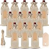 boboom 12 Stück Jute-Weinbeutel und 12 Stück Geschenkanhänger, wiederverwendbar mit Kordelzug, Jute-Weinflaschenabdeckungen, Flaschentaschen für Party, Hochzeit, Geburtstag, Weihnachten