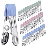 AKlamater 30 Stück Edelstahl Wäscheklammern, Multifunktionale rutschfeste Metall Wäscheklammern Wäscheklammern Clips für Socken, Schuhe, Handtuch, Lebensmittelversiegelung, Fotos