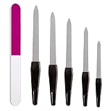 Nagelfeilen Set 5+1, Hochwertiges Nagelset Für Maniküre Und Pediküre, 5 Nagelfeilen in Verschiedenen Größen + 1x Drei-Weg-Nagelpolierer, Nagelpflegeset, Glasfeile Für Nägel Hochwertig