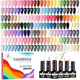 VANREESA UV Nagellack Set, 55 Farben Gel Nagellack Set Rosa Grün Blau Violett UV Gelnagellack Set mit Unterlack und Überlack Soak off Gel Nail Polish Nageldesign Geschenk für Frauen