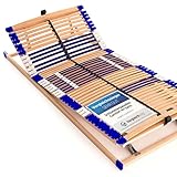 Stabiler Lattenrost 100% BUCHE - Kopf- und Fußteil verstellbar - SCHULTERFRÄSUNG, 7 Zonen, 44 Federleisten, Härte-Regulierung, Mittelgurt - Comfort 44® Vario - 100% fertig montiert (90x200cm)