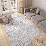 TAPISO Valley Teppich Kurzflor Grau Beige Schwarz Zebra Tiermuster Meliert Verwischt Abstrakt Modern Wohnzimmer Schlafzimmer ÖKO-TEX 80 x 150 cm
