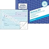 AVERY Zweckform 321 Quittungsblock (A6 quer, 2x50 Blatt, mit Durchschlag, fälschungssicher, inkl. MwSt., für Deutschland und Österreich) weiß