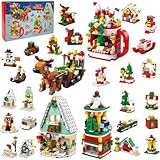 YeahBoom Adventskalender Weihnachtsbaum Bauklötze Set,24 Day Geheimnisvolle Box Countdown Gift,24 Stück Adventskalender Spielzeug,Weihnachtsmann Rentier Bauklotz Set,Advents Geschenke für Kinder