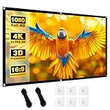 MgFjaka Beamer Leinwand 100 Zoll - 16:9 HD Faltbare Projektionsleinwand, Anti-Falten 4K Projector Screen 221x125 cm, Doppelseitige Projektion Leinwand für Camping und Heimkino, Zuhause Schule Treffen