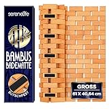 SereneLife Bambusmatte, 40x60cm Badematte Holz, Antirutschmatte Dusche- Schimmelresistent, Bambusteppich Rollbar, für Bad, Spa, Sauna, Küche & Terasse, Badvorleger Schnell trocknend