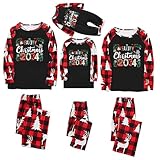 Kuschelig Eltern Kind Hausanzug Christmas Family Pyjamas Erwachsene Baby Kleinkindkinder Familienpassende Weihnachtspyjamas Matching Family Pajamas Set Long T-Shirt + Trousers Nachtwäsche 34