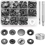 Amentalove 260 Stück Druckknöpfe Set,Druckknöpfe Ohne Nähen,Druckknopf Metall,15mm Edelstahl Druckknopf mit 3 Einstellungswerkzeuge,Button Edelstahl Presse für Kleidung Jacken Taschen Leder DIY Craft