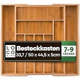 Loco Bird Besteckkasten für Schubladen aus Bambus - verstellbarer Schubladen Organizer Küche - Besteckeinsatz für Schubladen - Schubladeneinsatz Küche - Besteck Organizer - Küchenschubladen Organizer
