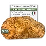 Figura Santa Schneidebrett aus 100% Olivenholz - massives Olivenholzbrett antibakteriell - Steakbrett Holz mit Saftrille - alternative zu Schneidebrett Kunststoff (45-49cm)