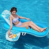 SLOOSH Pool-Flöße Schwimmsessel für Erwachsene, Luftmatratze Wasser, wandelbare 2-in-1 Schwimmliege mit Getränkehaltern, verstellbare Rückenlehne, Aufblasbare Liege für Sommer-Poolpartys (Hellblau)