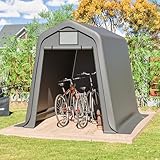 Aufbewahrungsschuppen 245×183×217 cm – Wasserdichtes Gerätehaus aus PE, Fahrradunterstand & Gerätezelt mit Rolltoren, UV- & Windfest (White, 245x183x217cm)