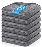 ROELLY Mikrofasertücher-Autowaschtuch, 6-Teiliges Poliertuch Auto-Set, Super Saugfähiges Auto Trockentuch, 40 X 40 cm, für Die Autoreinigung und Polierpflege, Grau