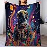 Kuscheldecke Flauschig 220 x 240cm - Flanelldecke, Sofadecke, Abstrakte Linien Astronaut, Galaxie Tagesdecke, Weiche Warme Karierte Decken für Zimmer Deko, Wohn Decken,Lila