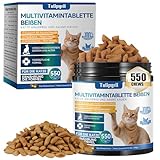 Tulipgril Katzen-Multivitamine 550 Kautabletten mit Eigelb- und Käsefüllung - Hühnergeschmack Haut- & Fellunterstützung mit Omega 3, Biotin, Vitaminen für Immunsystem, Herz, Augengesundheit