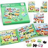 BBLIKE 3er-Pack Kinderpuzzle Magnet Puzzle, Städtischer Transport Puzzle Lernspielzeug, Rahmenpuzzle für Kinder ab 3 Jahren