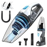 Anktel Handstaubsauger mit Ladestation& LED Beleuchtung -PowerClean 2400- Handstaubsauger Akku Kabellos Nass&Trocken Handsauger mit Waschbar HEPA-Filter Beutellos per Auto, Haus