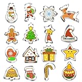 YOFIG Ausstechformen Weihnachten, 16 Stück Plätzchen Ausstecher Weihnachten, Ideal Adventskalender zum Befüllen, Keksausstecher für Adventskalender Füllung, Weihnachtsschokolade und Plätzchen