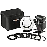 K&F Concept TTL Ringblitz Makro Blitz Ring Blitzgeräte für Canon SLR/DSLR mit AF-Hilfslicht Adapterringe Leitzahl 14