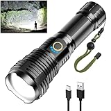 Glarylight Taschenlampe LED Aufladbar 600000 Lumen, LED Taschenlampen Extrem Hell XHP70.2 Taschenlampen Akku USB, Starke Taschenlampe IPX7 Wasserdicht, Zoombar Flashlight für Outdoor NotfäLle