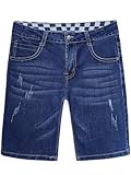 CAMLAKEE Jungen Jeansshorts Kinder Kurze Hosen Mädchen Jeans Bermuda Sommer Shorts mit Elastischer Bund Dunkelblau DE: 122-128 (Herstellergröße 130)