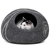 MEOWFIA Katzenbett aus Merinowolle – Handgefilztes, Umweltfreundliches Katzenbett für Katzen & Kätzchen – Weiches Schlafbett, Warm im Winter & Kühl im Sommer, Stilvolles Design