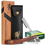 The Cambridge Cutthroat® Cut Throat Rasiermesser Rasierer-Set - Missanda Hartholz & Edelstahl Professioneller Friseur-Rasierer mit einer Klinge - Razor mit gerader Kante - Schnurrbart & Bartformer