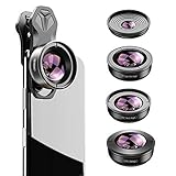 Apexel HD 5in1 Kameraobjektiv-Set, 2X Teleobjektiv+170° Super Weitwinkelobjektiv+10x Makroobjektiv+110° Weitwinkelobjektiv+195 ° Fischauge für iPhone X/XS Samsung Huawei und die meisten Smartphones
