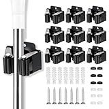 YOCOLE 9 Stück Gerätehalter Set, Besenhalterung Wand Gartengerätehalter Besenhalter, Wandhalterung für Besen Gartengeräte Schaufel Wischmopp, Stahl Werkzeughalter Zuhaus Garten Garage, Schwarz