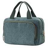 Funtlend Damen Kosmetiktasche Cord Kulturtasche Damen Kosmetikbeutel mit vielen Fächern Cord kulturbeutel Kosmetik Tasche Reise Kulturbeutel Waschtasche für Travel Mädchen Damen