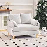 Redlife Convertible Sofabett,Leinen Stoff Schlafsofa Couch,2-Sitzer Schlafsofa Ausziehbett mit 2 Kissen,Klappsofa mit Schlaffunktion für kleinen Raum