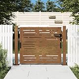 Homgoday Gartentor Gartentür Hoftor Zauntor Gartenflügeltor Zauntür Abschließbar Einzeltor Hoftür Einfahrtstor Tür für Garten Tor Gartenpforte 105x105 cm Cortenstahl Quadratisches Design