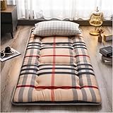 Japanische Futon-Matratze, Boden-Gästebett, Klappmatratze, tragbare Rollmatratze, Camping-Tatami-Matte, Bodenmatratze, superweiche Matratzenauflage (Beige, 90 x 200 cm)